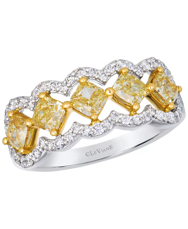 Sunny Yellow Diamond (1.80 ct. t.w.) & Vanilla Diamond (0.38 ct. t.w.) Ring in 14k Two-Tone Gold